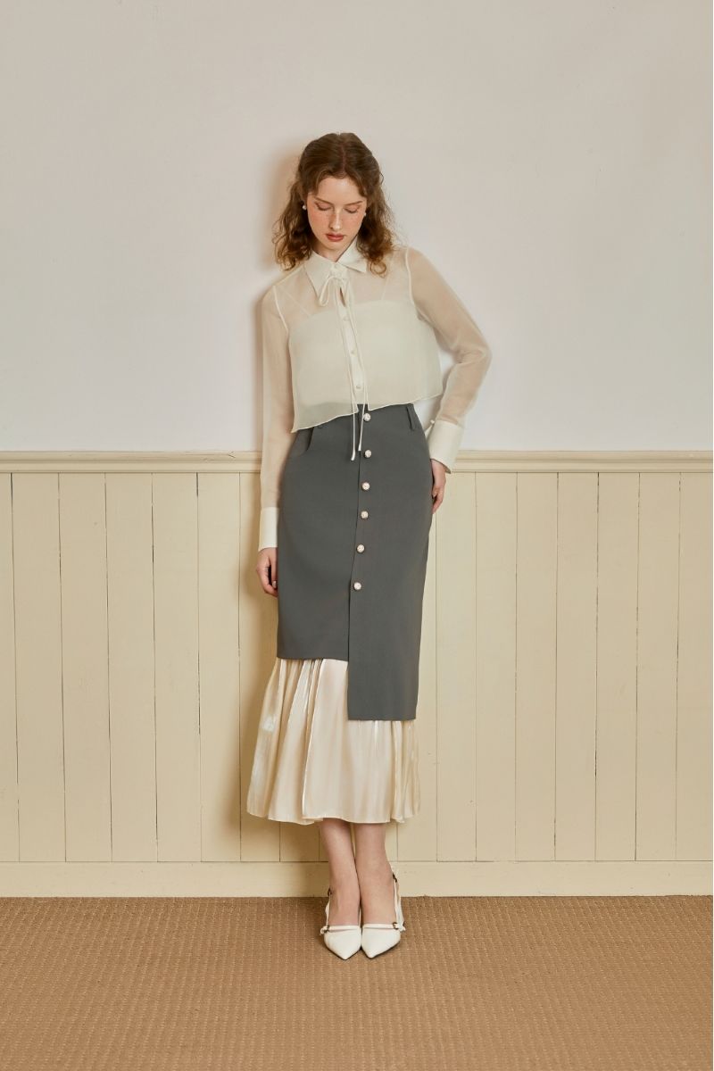 Chân váy phối Organza ánh kim - Image 3