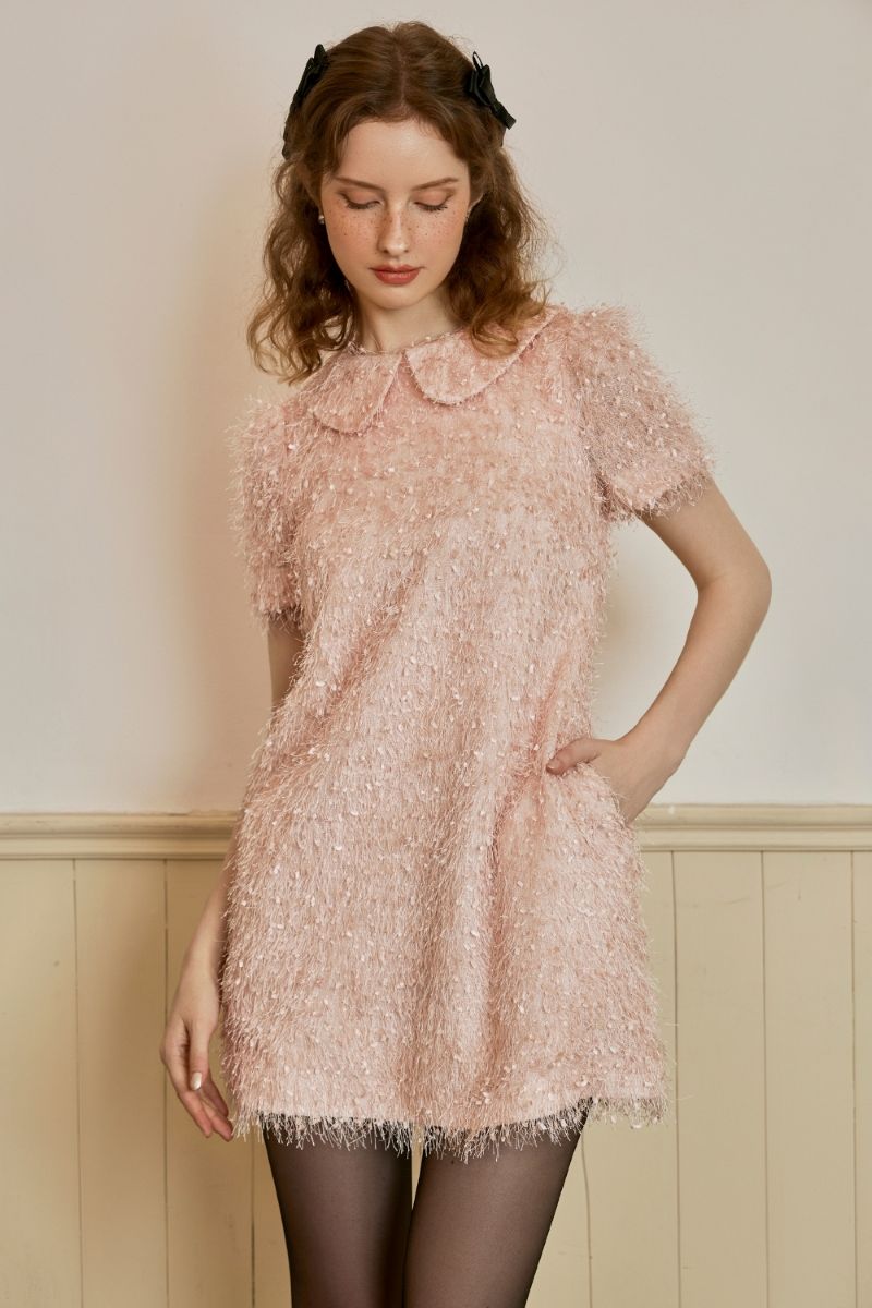 Đầm Tweed Lông Xù Mềm - Image 5