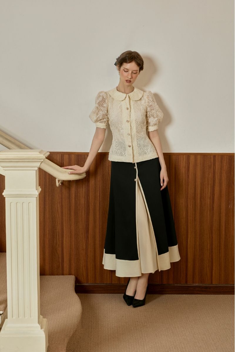 Chân Váy Xẻ Tà Phối Linen - Image 4